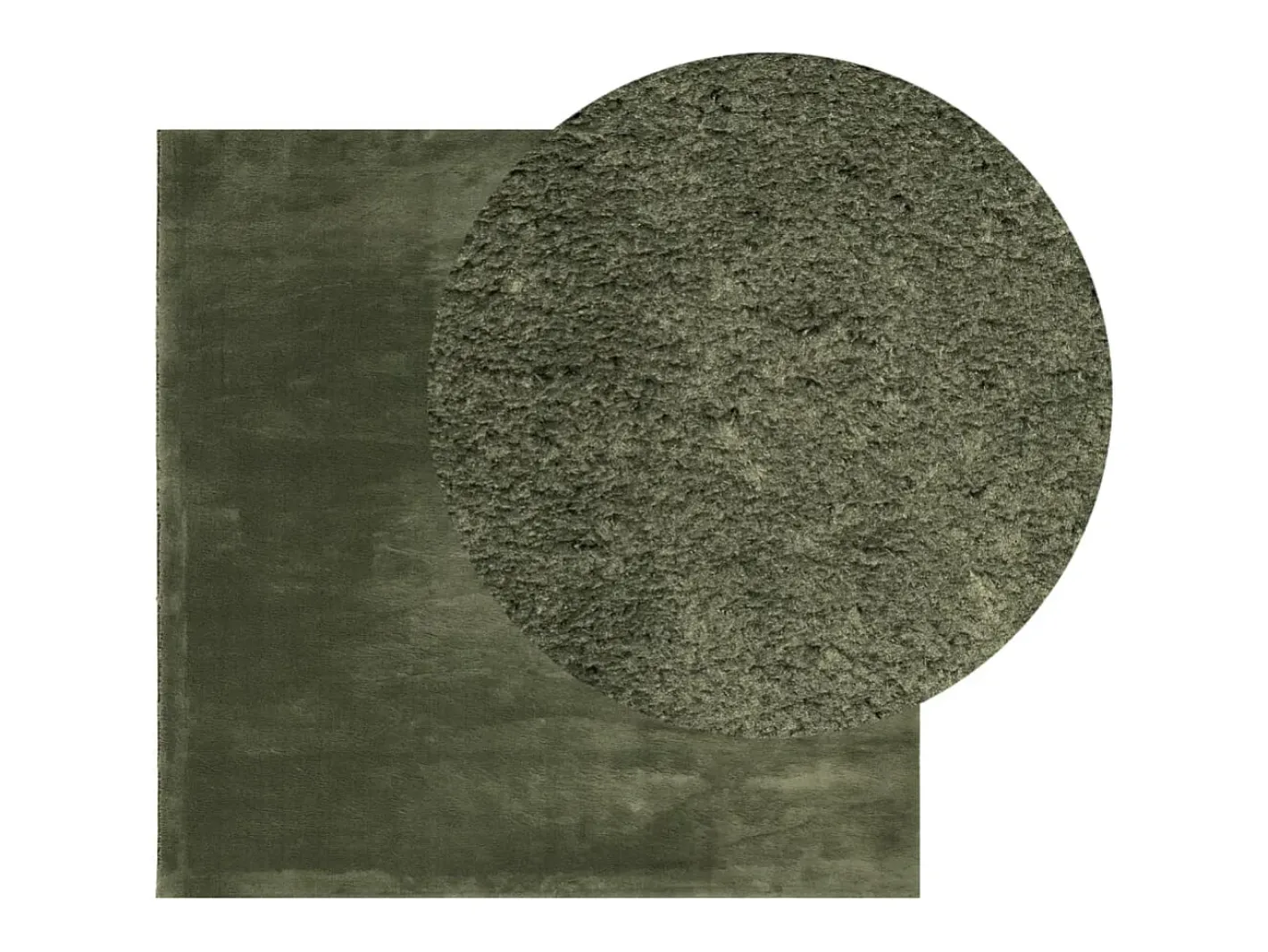 New Alfombra HUARTE de pelo corto suave y lavable color bosque 120x120 cm Verde