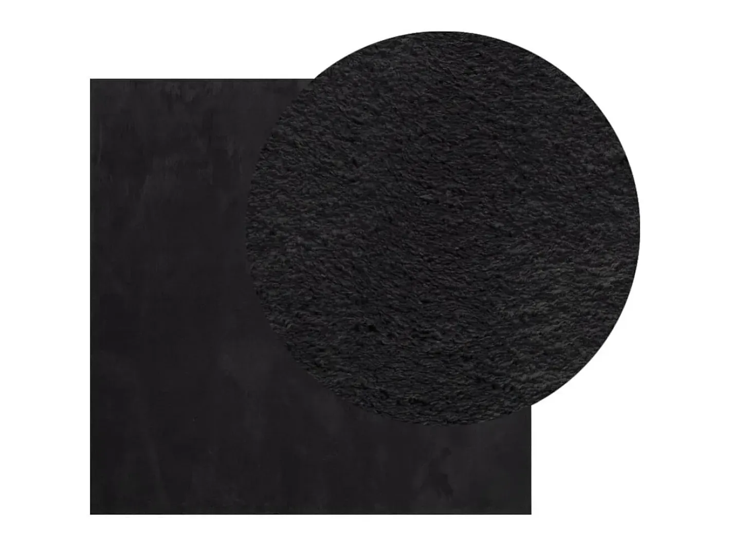 Alfombra De Cocina|Alfombra Redonda-Alfombra HUARTE de pelo corto suave y lavable negra 240x240 cm Negro