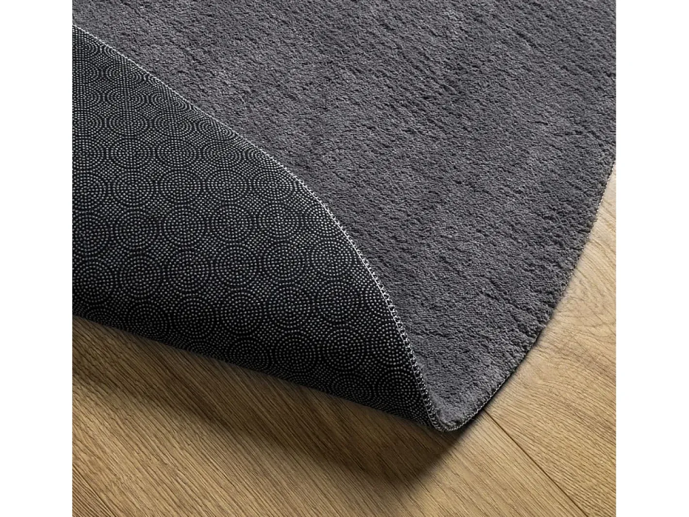 New Alfombra HUARTE de pelo corto suave y lavable en color antracita Ø 120 cm Gris