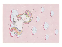Alfombra infantil 160x230 cm unicornio antideslizante lavable Rosa