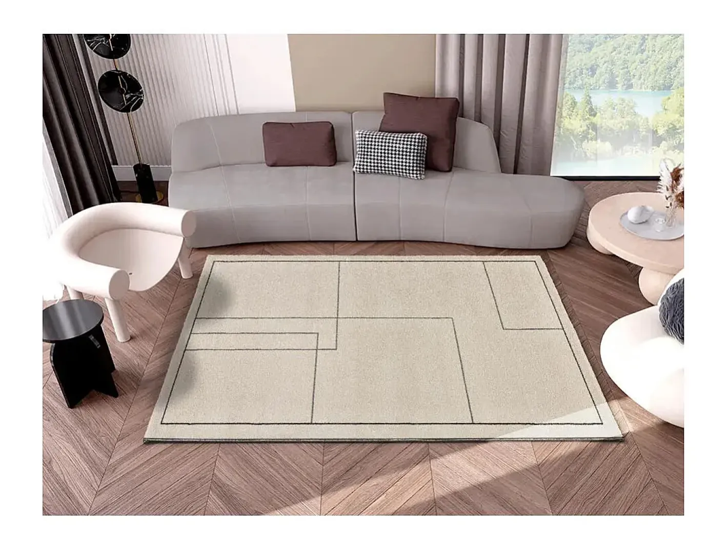 Alfombra De Salón-Alfombra interior - abstracto - multicolor - 80 x 150 cm - LOS ANGELES LINES Blanco