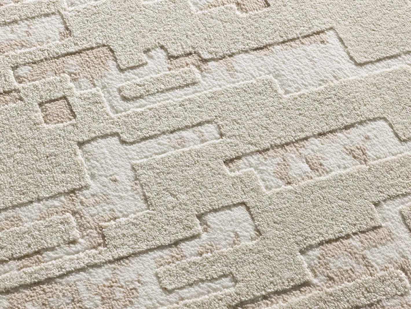 New Alfombra interior - abstracto con relieve - - 133 x 190 cm - BARESA Beige