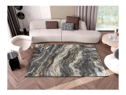 Alfombra De Salón-Alfombra interior - efecto mármol - - 140 x 200 cm - MARMOL ONDA Gris