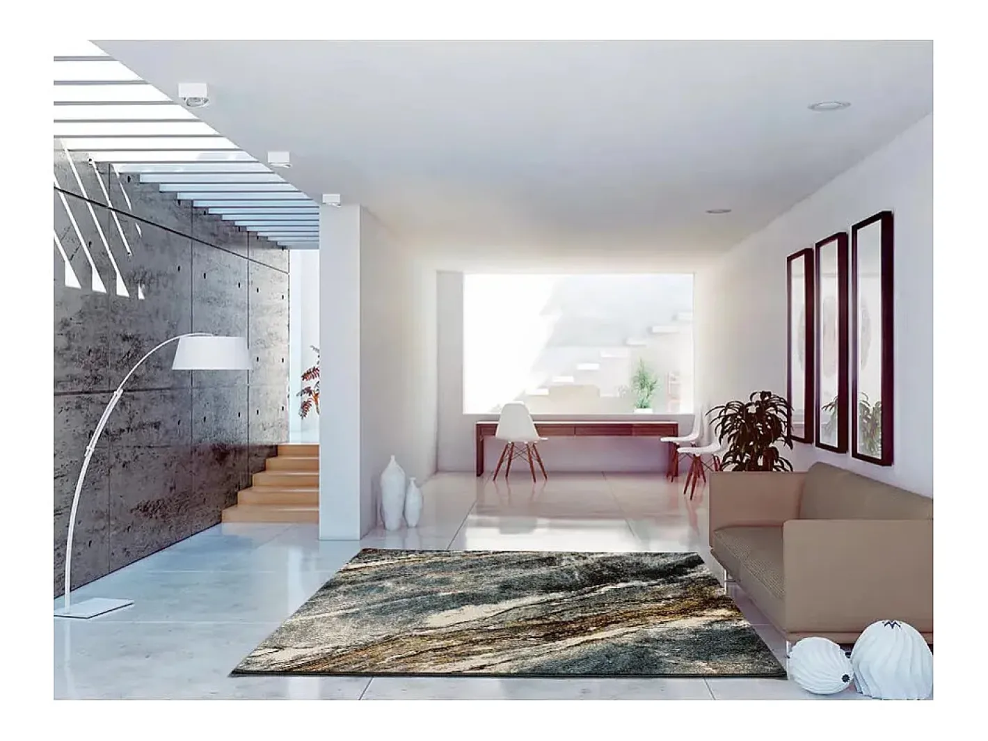 Alfombra interior - efecto mármol - - 80 x 150 cm - MARMOL MADERA Gris Discount