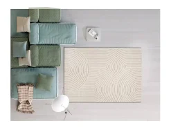 Outlet Alfombra interior - escandinavo con relieve - - 160 x 230 cm - LINA Blanco