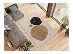 Alfombra De Salón-Alfombra interior - formas orgánicas - beige / negro - 80 x 150 cm - LESSIA Negro / Beige
