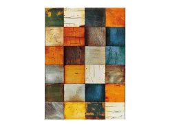 Alfombra interior - geométrico - multicolor - 140 x 200 cm - SYBIL Naranja / Verde / Beige / Amarillo / Multicolor Sale