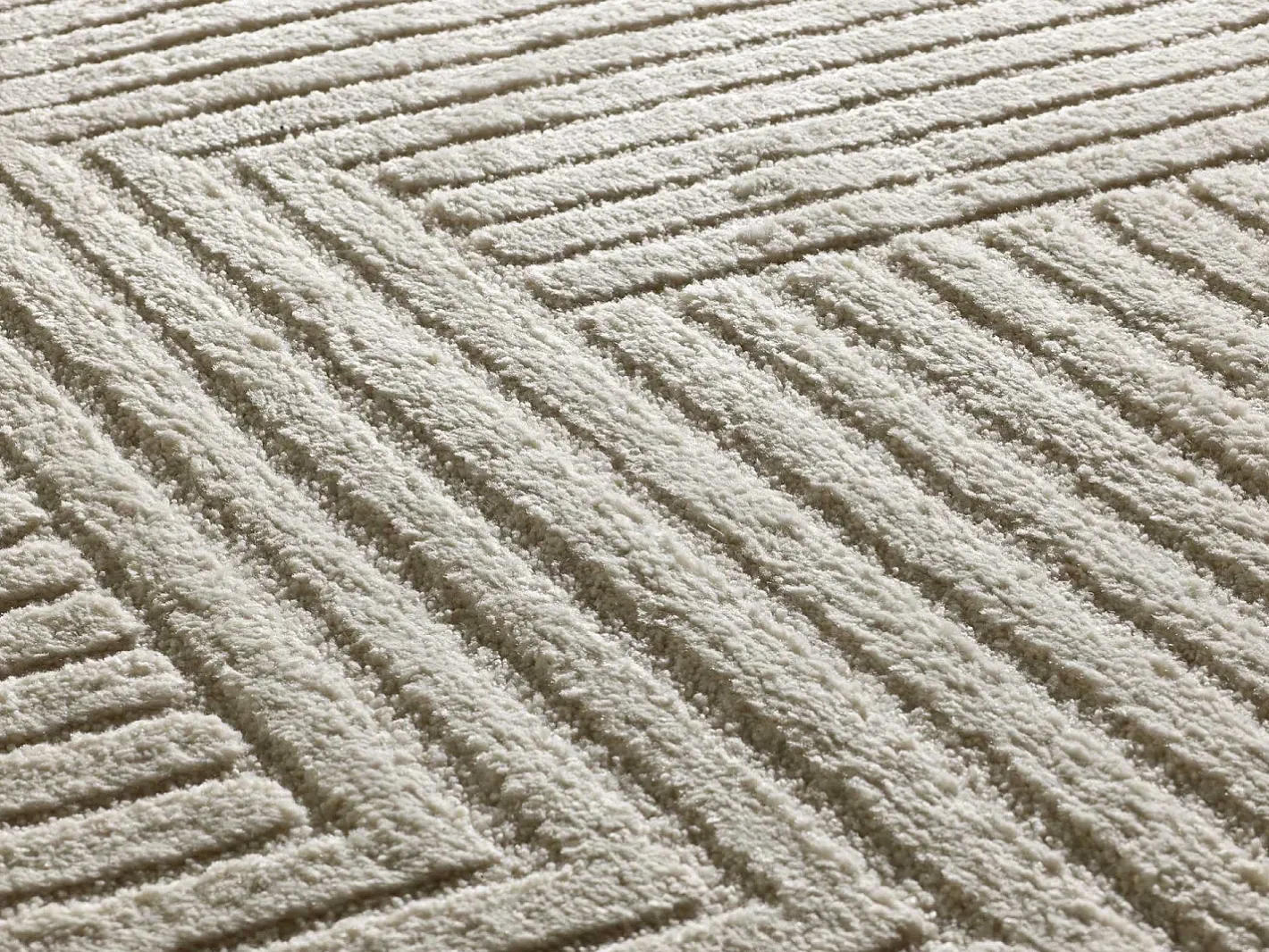 Online Alfombra interior - geométrico con relieve - - 120 x 170 cm - VERONA Crema