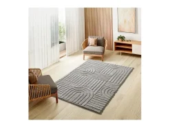 Alfombra interior - geométrico con relieve - gris - 152 x 235 cm - JUNO Gris claro Clearance