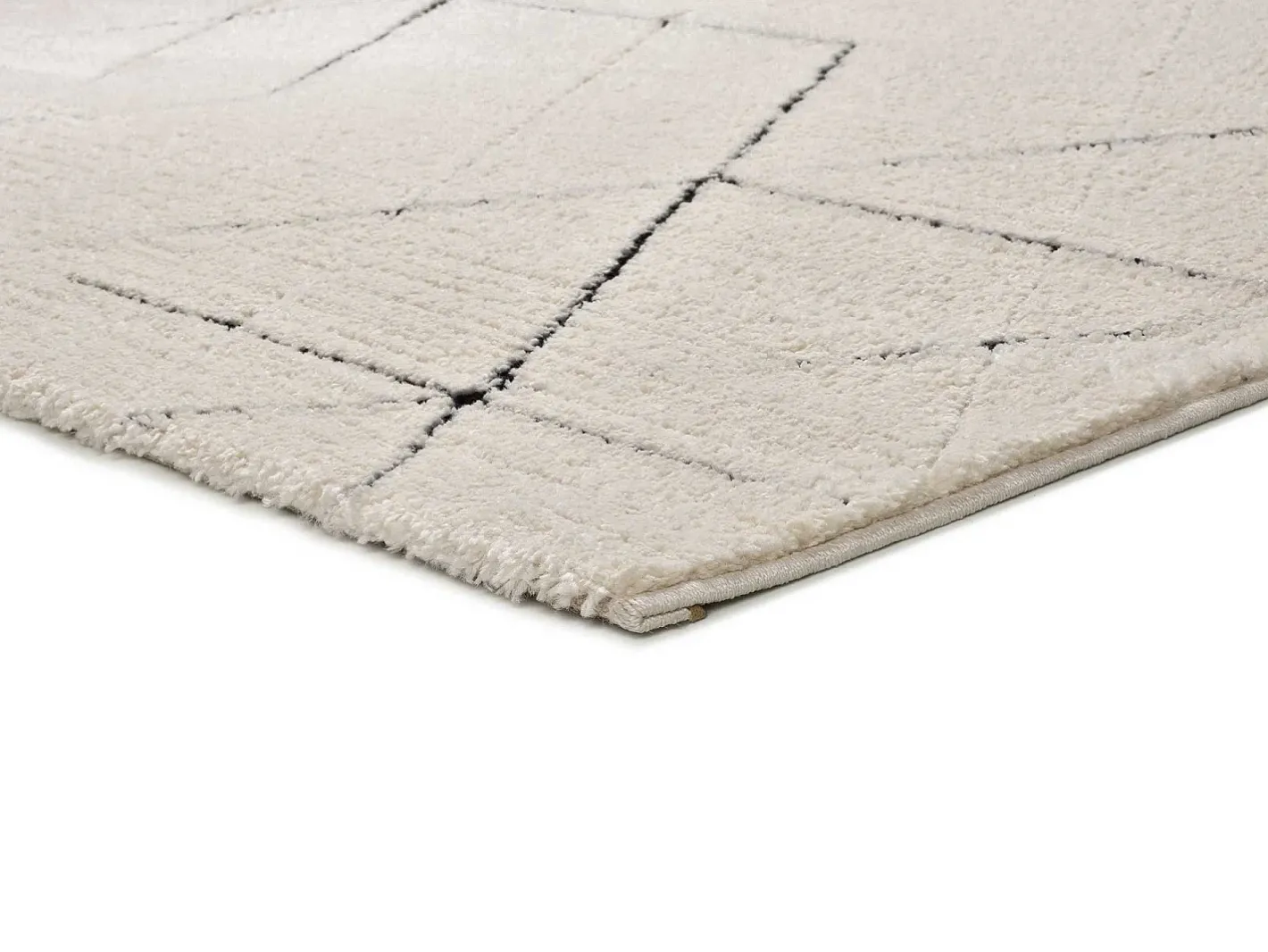 Alfombra interior - geométrico con relieve - blanco - 80 x 150 cm - TURIN Negro / Blanco New
