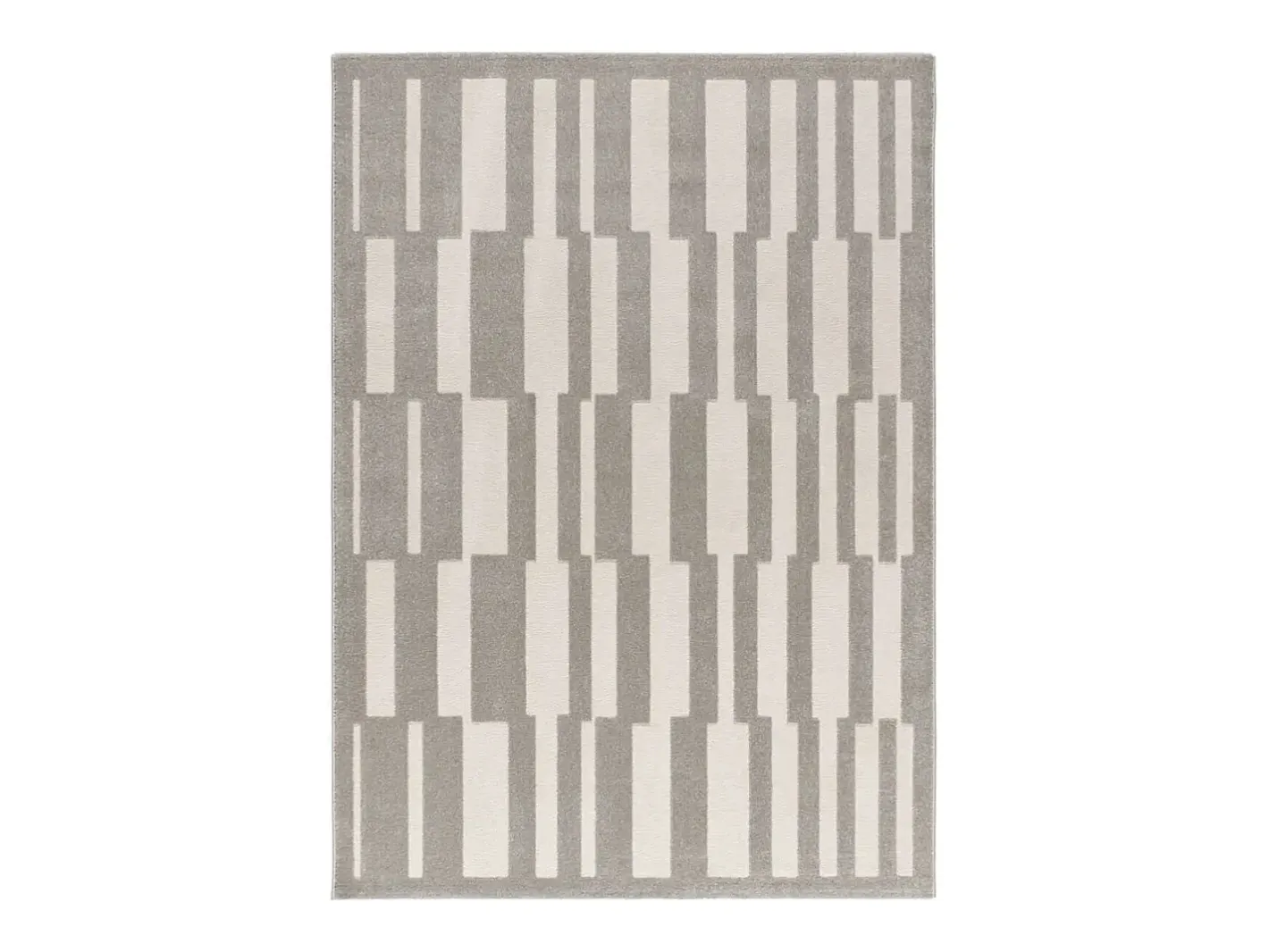Alfombra interior - geométrico con relieve - - 80 x 150 cm - BARESA Gris / Blanco