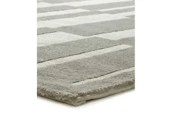 Alfombra interior - geométrico con relieve - - 80 x 150 cm - BARESA Gris / Blanco