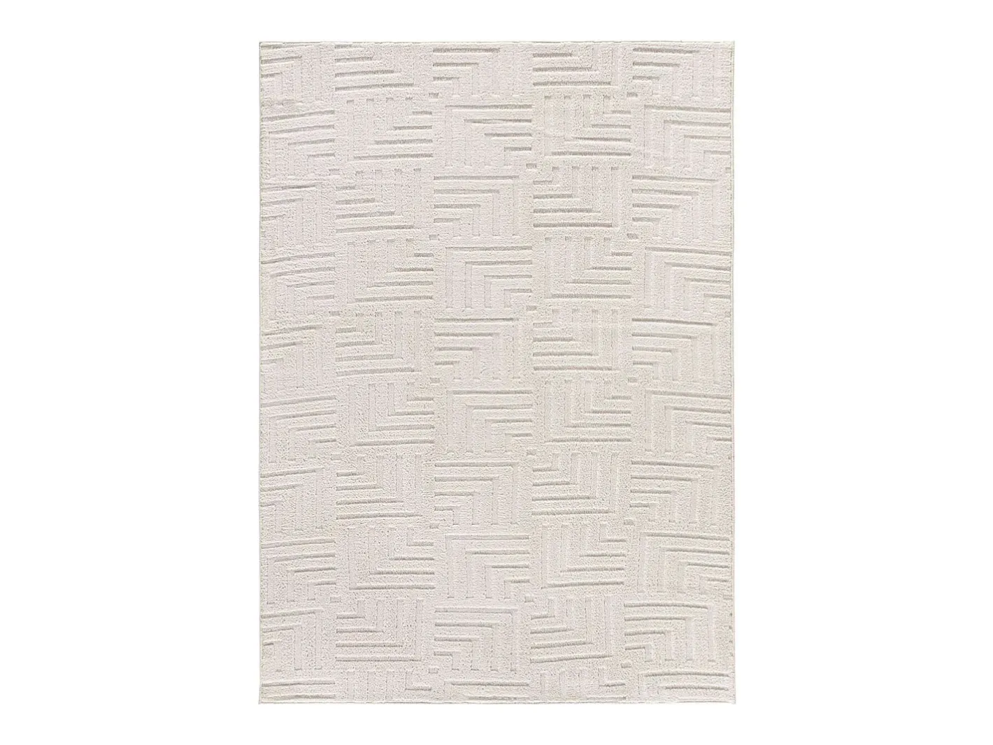 Alfombra interior - geométrico con relieve - crema - 120 x 170 cm - ESTILO Blanco