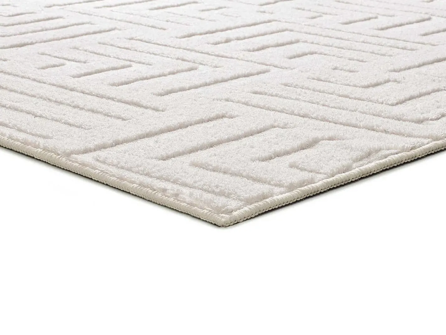 Alfombra interior - geométrico con relieve - crema - 120 x 170 cm - ESTILO Blanco