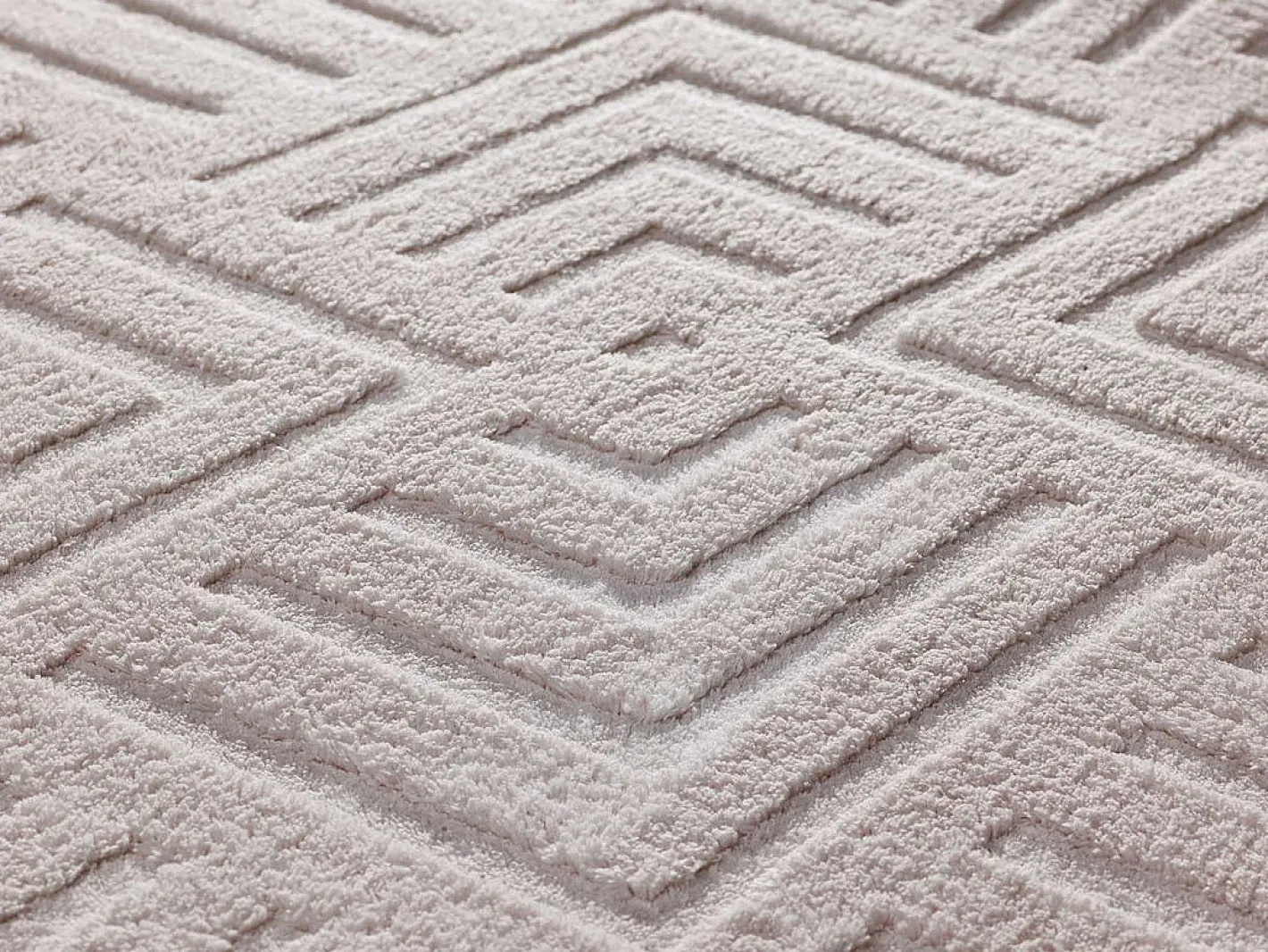 Alfombra interior - geométrico con relieve - crema - 120 x 170 cm - ESTILO Blanco