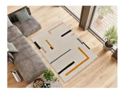 Alfombra De Salón-Alfombra interior - geométrico - beige / naranja - 80 x 150 cm - LESSIA Naranja / Beige