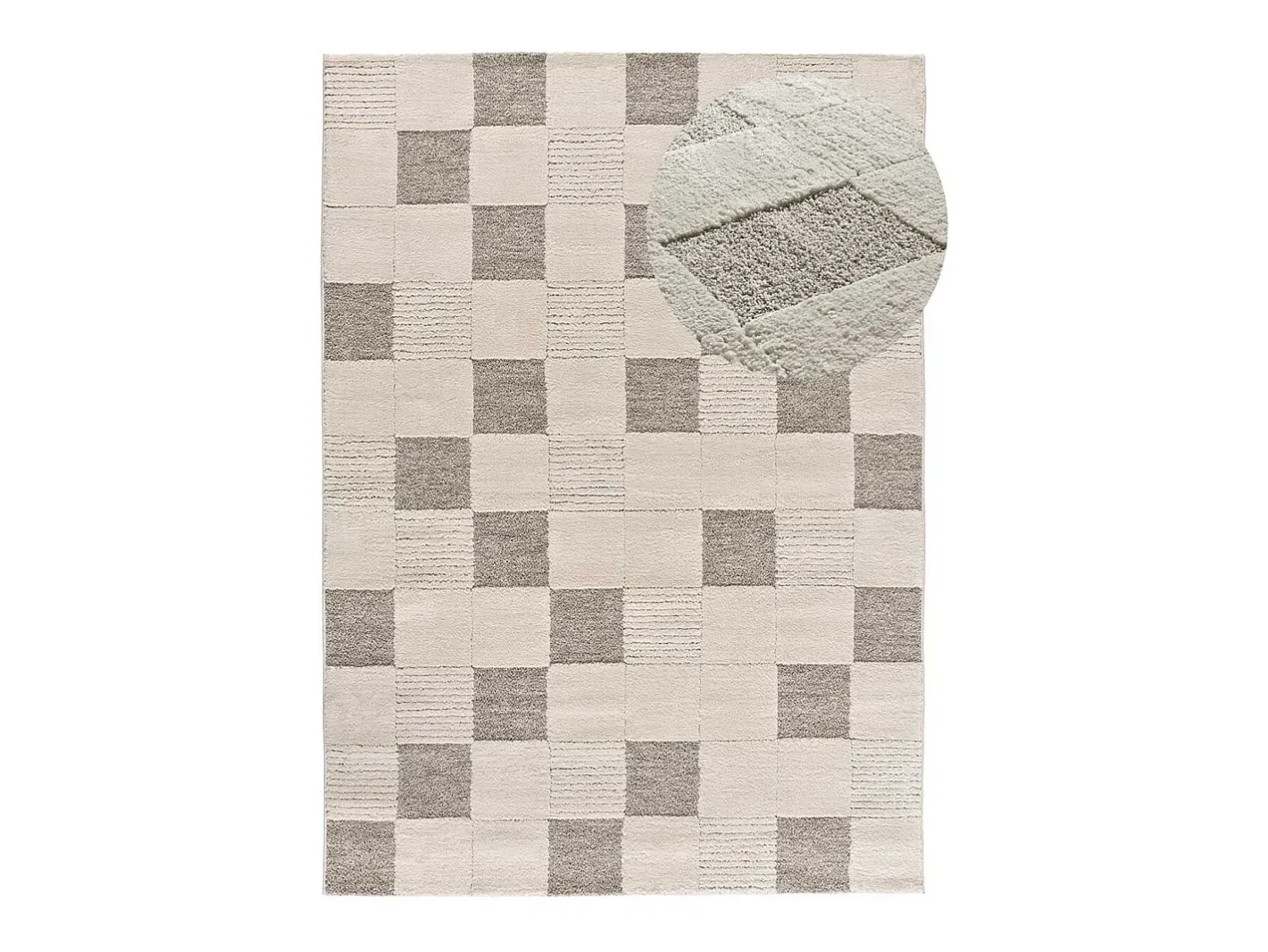 Alfombra De Salón-Alfombra interior - geométrico con relieve - - 80 x 150 cm - VERONA Crema
