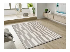 New Alfombra interior - geométrico con relieve - - 133 x 190 cm - BARESA Gris / Blanco