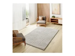 New Alfombra interior - geométrico con relieve - - 126 x 190 cm - JUNO Blanco