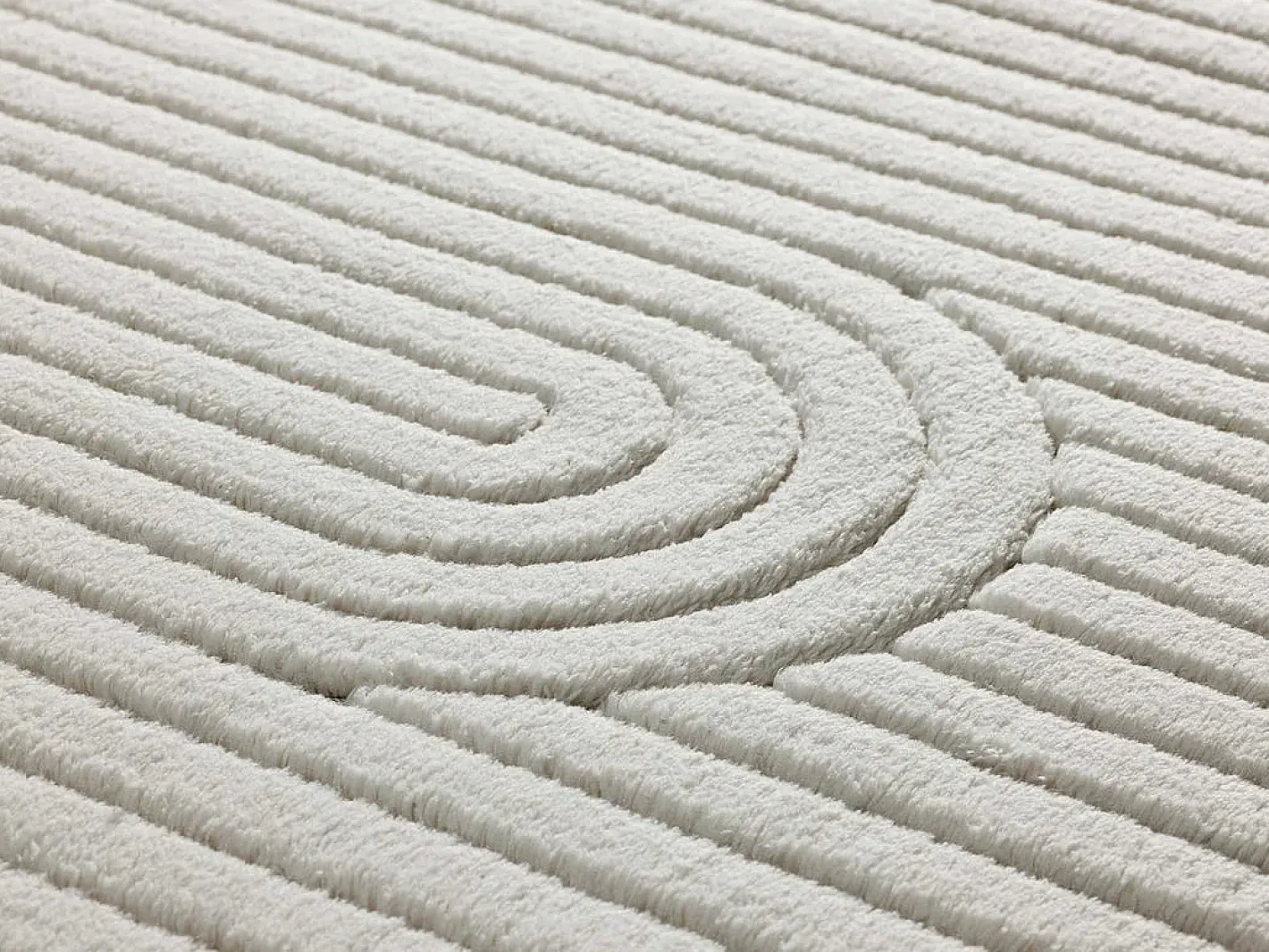 Alfombra interior - geométrico con relieve - crema - 200 x 290 cm - ESTILO Blanco