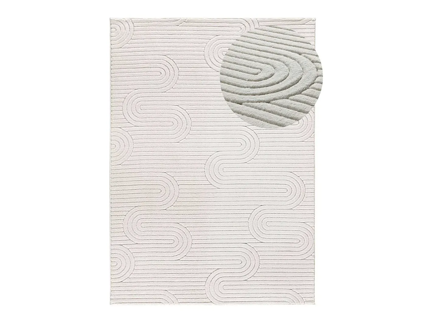Alfombra interior - geométrico con relieve - crema - 200 x 290 cm - ESTILO Blanco