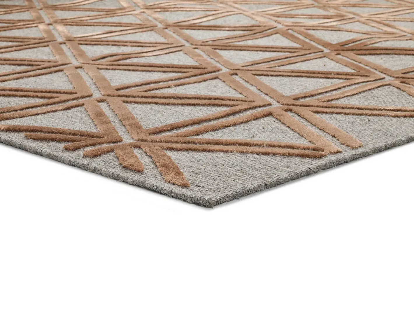 Alfombra De Salón-Alfombra interior - geométrico - cobre - 67 x 105 cm - LANA Cobrizo