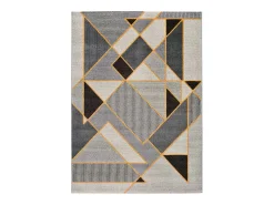 Alfombra interior - geométrico - gris - 80 x 150 cm - LEO Gris / Mostaza