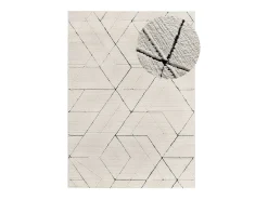 Alfombra De Salón-Alfombra interior - geométrico con relieve - blanco - 120 x 170 cm - TURIN Negro / Blanco