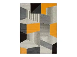 Alfombra interior - geométrico - gris - 80 x 150 cm - LEO Gris / Mostaza Discount