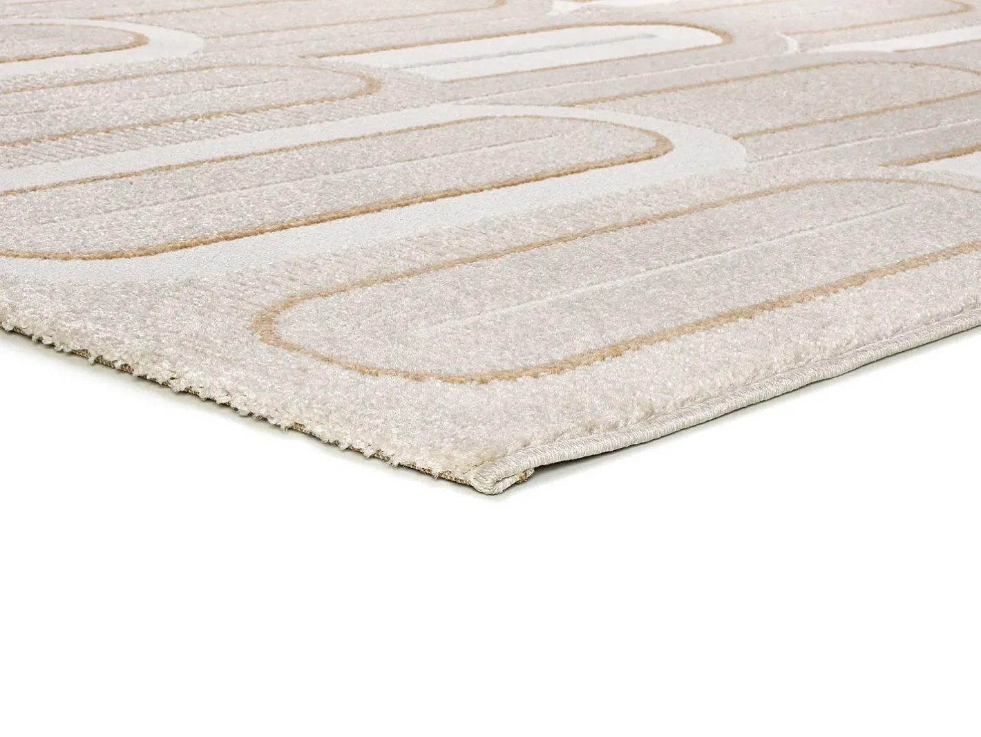 Alfombra interior - geométrico con relieve - - 133 x 190 cm - FLORA Blanco Hot