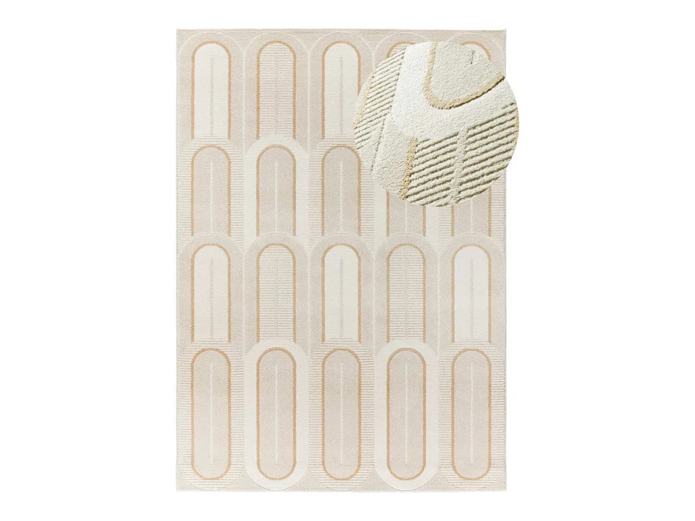 Alfombra interior - geométrico con relieve - - 133 x 190 cm - FLORA Blanco Hot