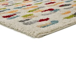 Alfombra De Salón-Alfombra interior - shaggy geométrico - multicolor - 80 x 150 cm - BREMEN Blanco / Multicolor