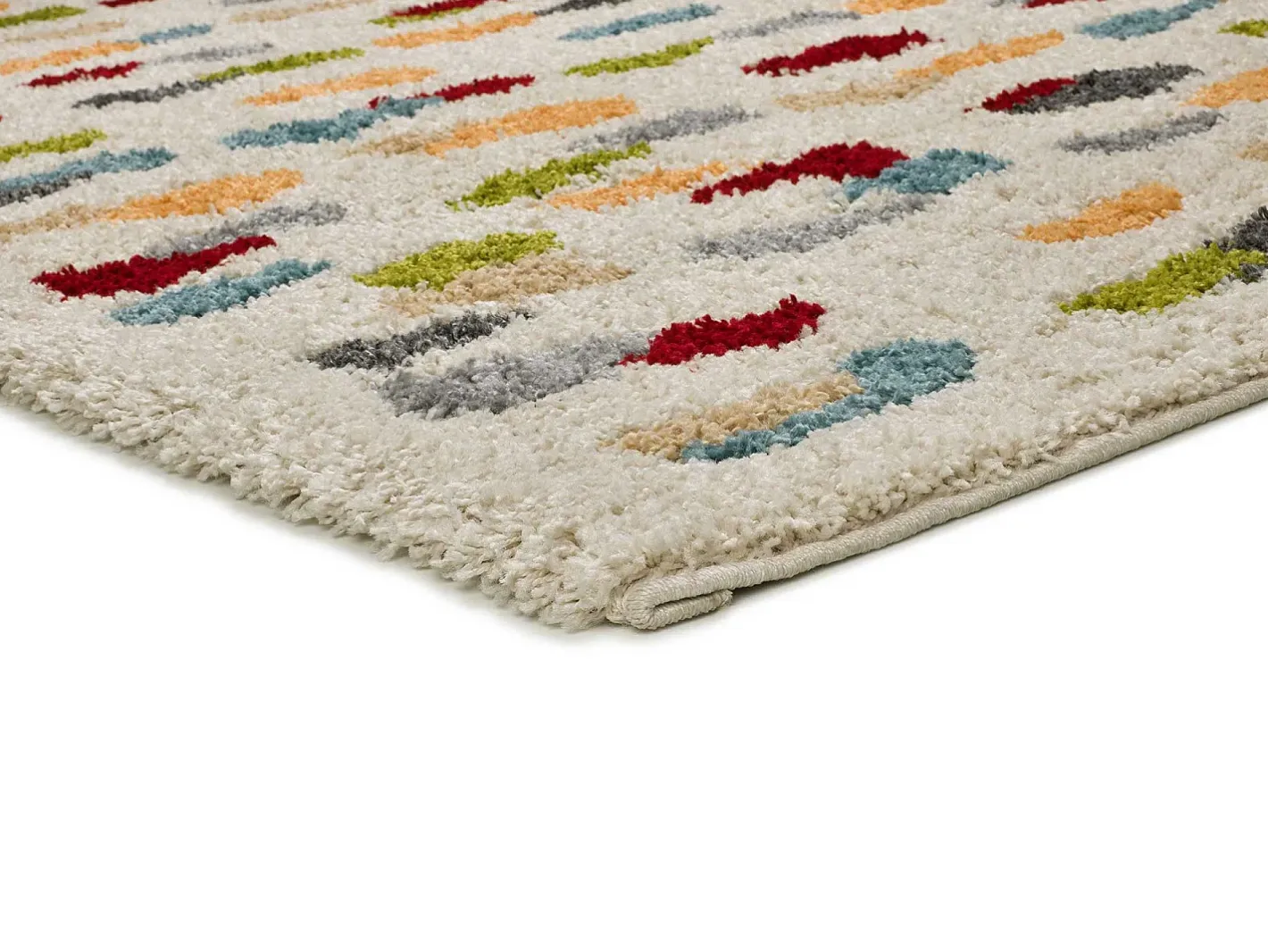Alfombra De Salón-Alfombra interior - shaggy geométrico - multicolor - 80 x 150 cm - BREMEN Blanco / Multicolor