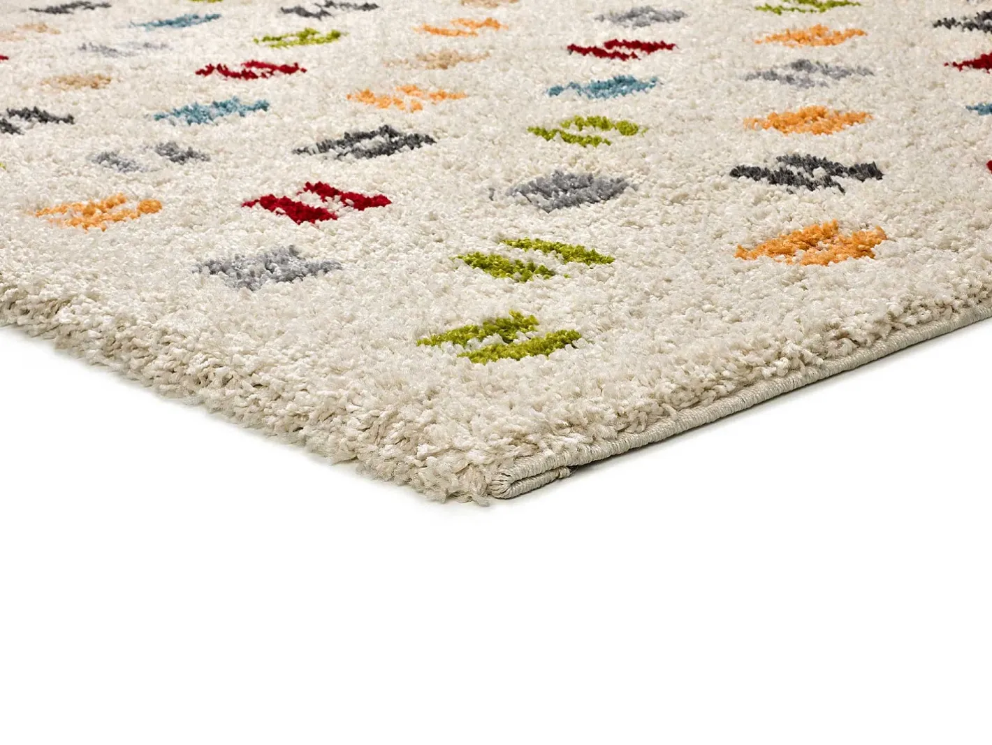 Alfombra De Salón-Alfombra interior - shaggy geométrico - multicolor - 80 x 150 cm - BREMEN Blanco / Multicolor