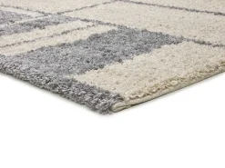 Outlet Alfombra interior - shaggy geométrico - plata - 133 x 190 cm - HELIA Plateado