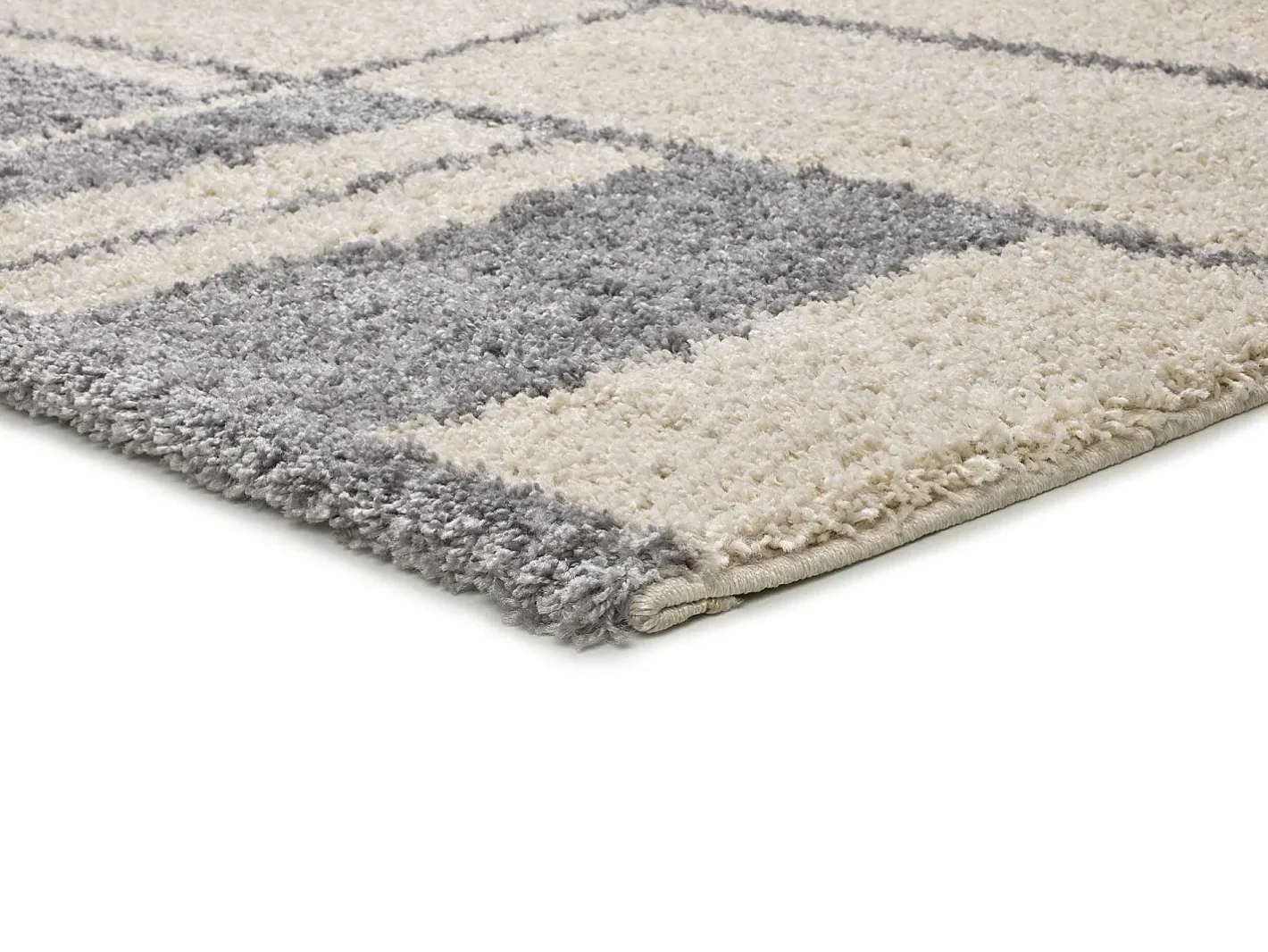 Outlet Alfombra interior - shaggy geométrico - plata - 133 x 190 cm - HELIA Plateado