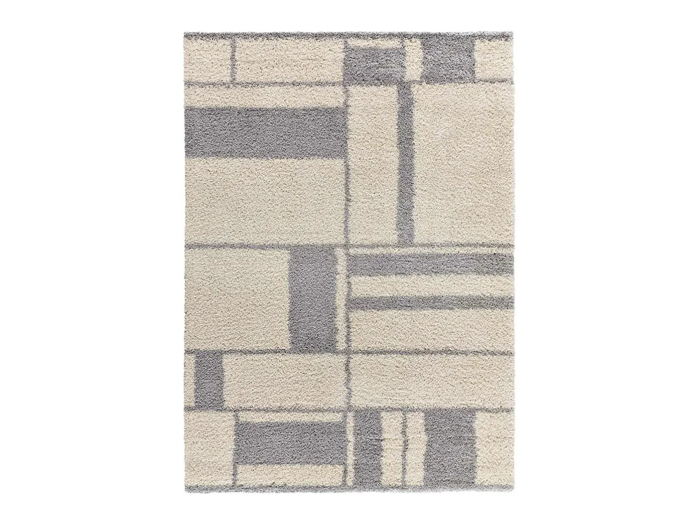 Outlet Alfombra interior - shaggy geométrico - plata - 133 x 190 cm - HELIA Plateado