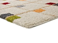 Alfombra interior - shaggy geométrico - multicolor - 133 x 190 cm - BREMEN Blanco / Multicolor Discount