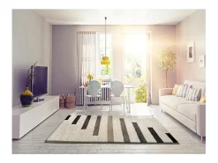 Alfombra interior - shaggy geométrico - beige / gris - 120 x 170 cm - SCENIC Gris / Beige Discount