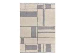 Outlet Alfombra interior - shaggy geométrico - plata - 80 x 150 cm - HELIA Plateado
