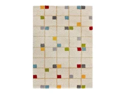 Alfombra interior - shaggy geométrico - multicolor - 80 x 150 cm - BREMEN Blanco / Multicolor Discount