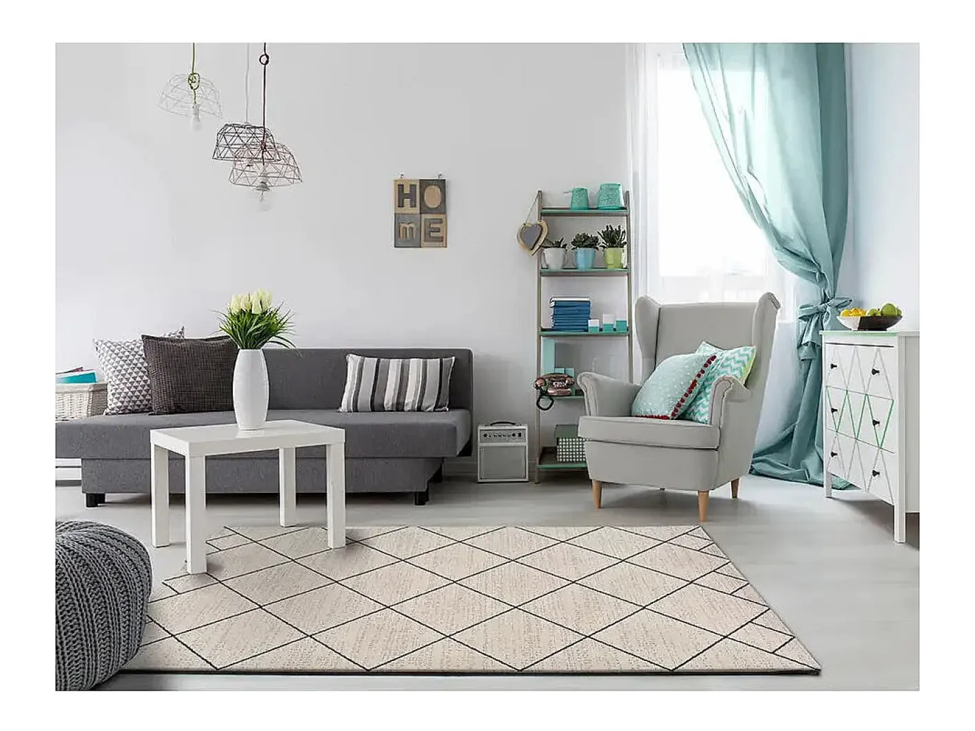 Alfombra interior - étnico - - 80 x 150 cm - MALIKA Blanco