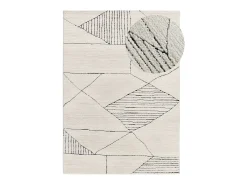 Clearance Alfombra interior - étnico con relieve - blanco - 160 x 230 cm - TURIN Negro / Blanco