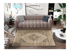 Alfombra De Salón-Alfombra interior - vintage - beige / gris - 133 x 190 cm - DELTA Gris / Beige