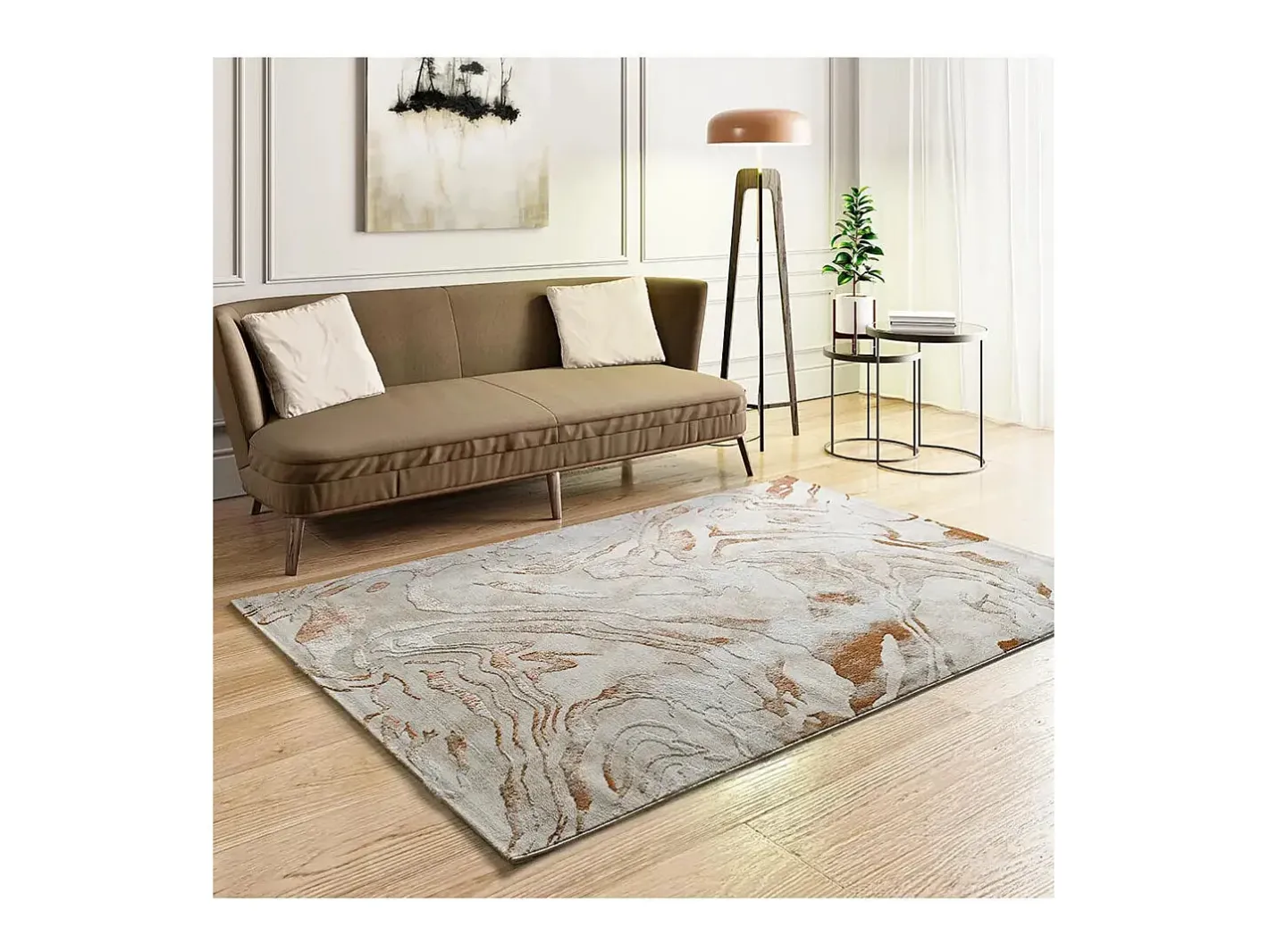 Alfombra interior - abstracto con relieve - beige / caldera - 192 x 290 cm - KEOPS Beige / Cobrizo Sale