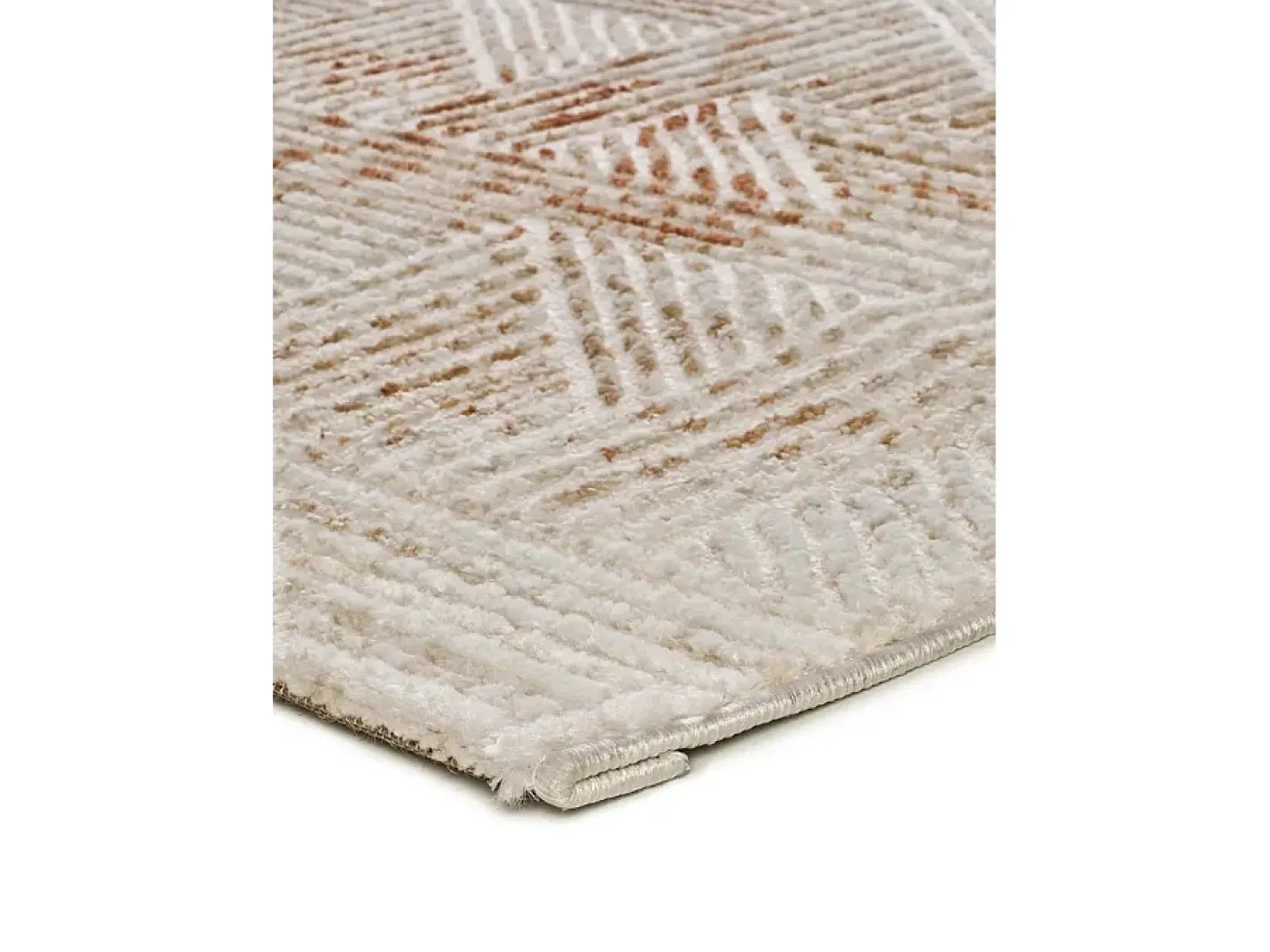 Outlet Alfombra interior - geométrico con relieve - beige / caldera - 192 x 290 cm - KEOPS Beige / Cobrizo