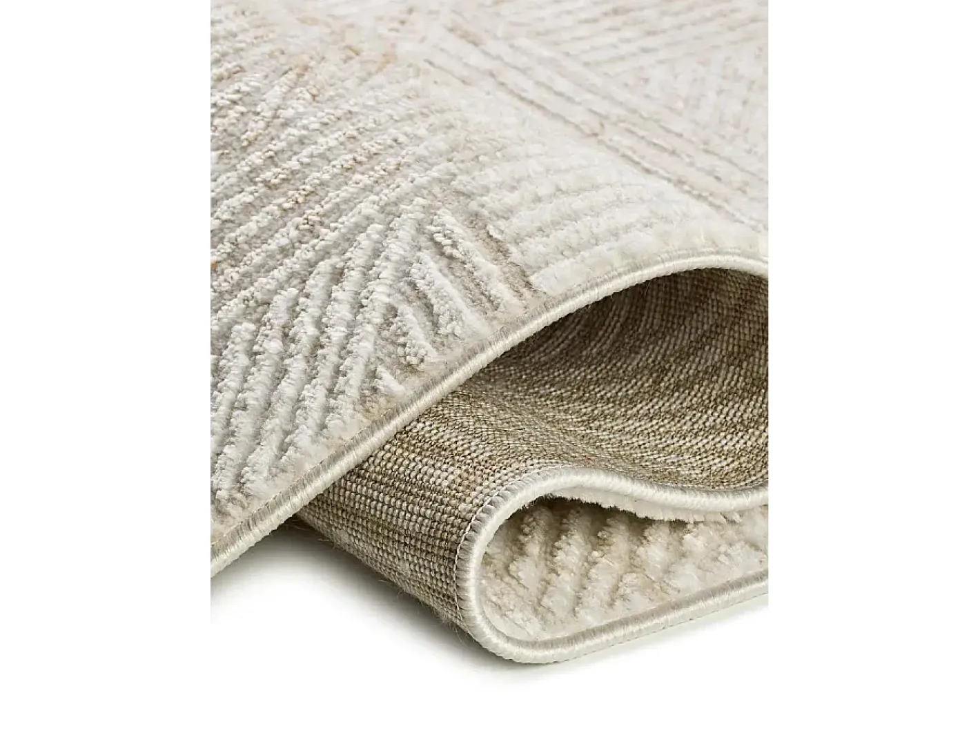 Outlet Alfombra interior - geométrico con relieve - beige / caldera - 192 x 290 cm - KEOPS Beige / Cobrizo
