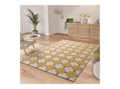 Alfombra interior - geométrico - mostaza / rosa - 120 x 170 cm - FLASHY Rosa / Mostaza Hot