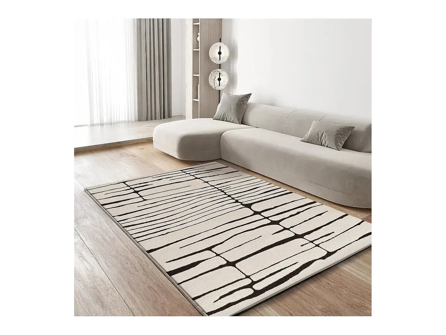 Alfombra interior - moderno - blanco / negro - 200 x 290 cm - RETRO Negro / Blanco Sale