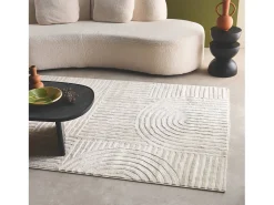 Sweeek Alfombra De Salón-Alfombra interior con diseño gráfico arcos, Crema